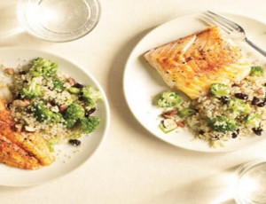 Spiced cod with broccoli-quinoa pilaf