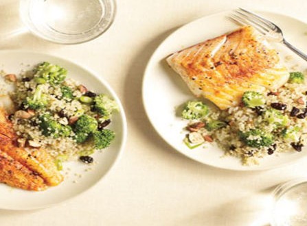 Spiced cod with broccoli-quinoa pilaf