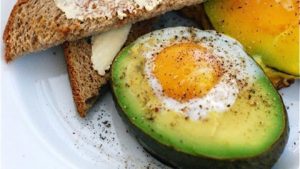 Avocados and baked egg
