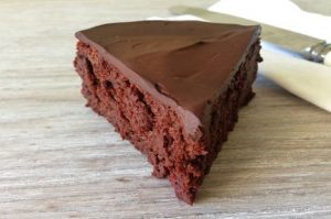 Chocolate beetroot cake with avocado mix topping